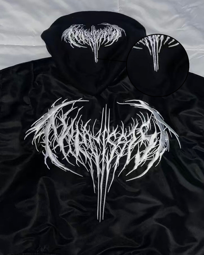 GRAILZ Playboi Carti Narcissist Cropped Bomber Jacket Men's Autumn And Winter Embroidered Logo Zipper Long Sleeve Solid Color Hooded Jacket Coat #71839