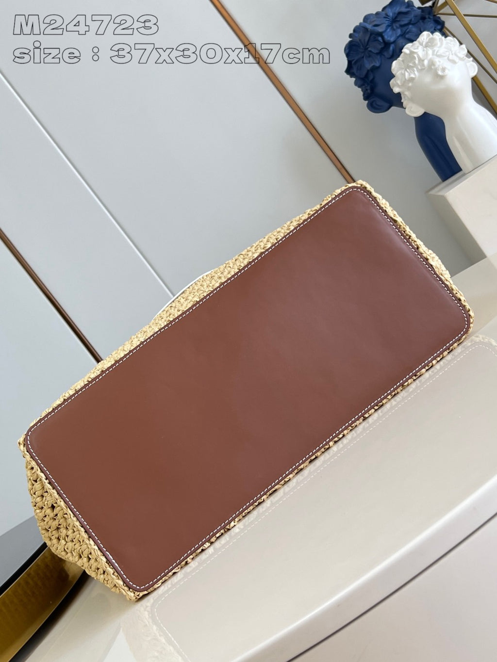 Louis Vuitton ONTHEGO Women's Solid Color Letter Logo Leather Patch Natural Raffia Shopper Handbag Tote Bag Bags #75397