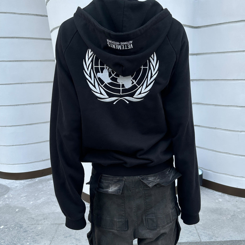 Vetements Men's Autumn And Winter Wheat Earth Short Printed Hooded Sweatshirt Zipper Embroidery High Street Trend Hoodie Jacket Ngvp #2454