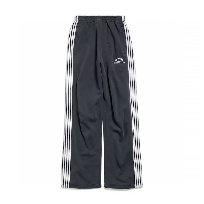 Balenciaga Men's Logo Double-Ring Embroidered Stripe Solid-Color All-Season Athletic Pants Retro Casual Elastic Waist Loose Straight-Leg Trousers Pants #335102