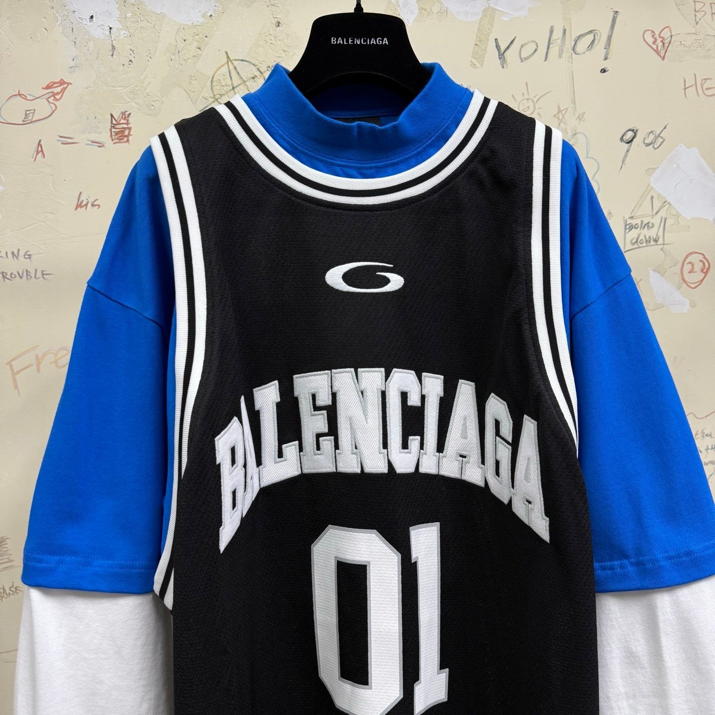 Balenciaga Men's Spring Summer Sport Mesh Plain Knit Layered Long Sleeve T-Shirt #76556