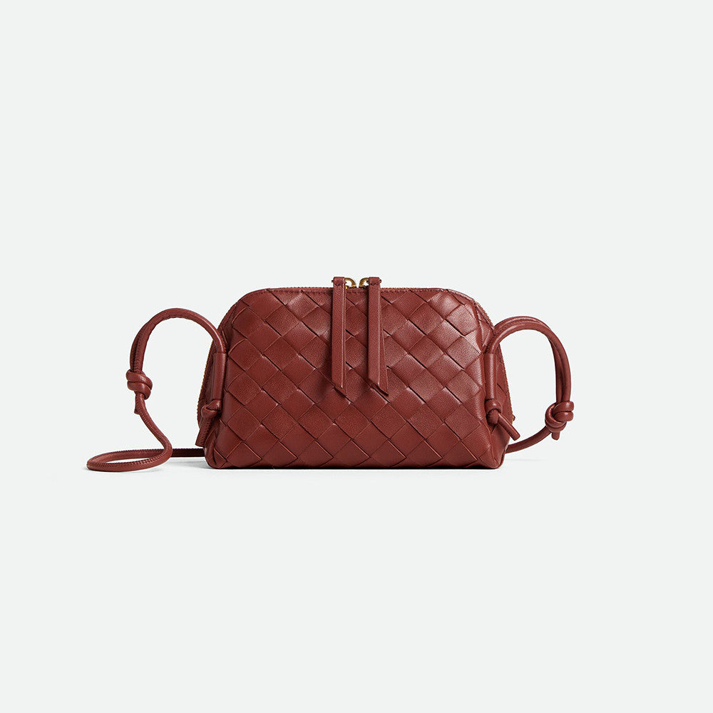 Bottega Veneta Women's Concert Intrecciato Weave Adjustable Tubular Shoulder Strap Sliding Knotted Sheepskin Clutch #332754