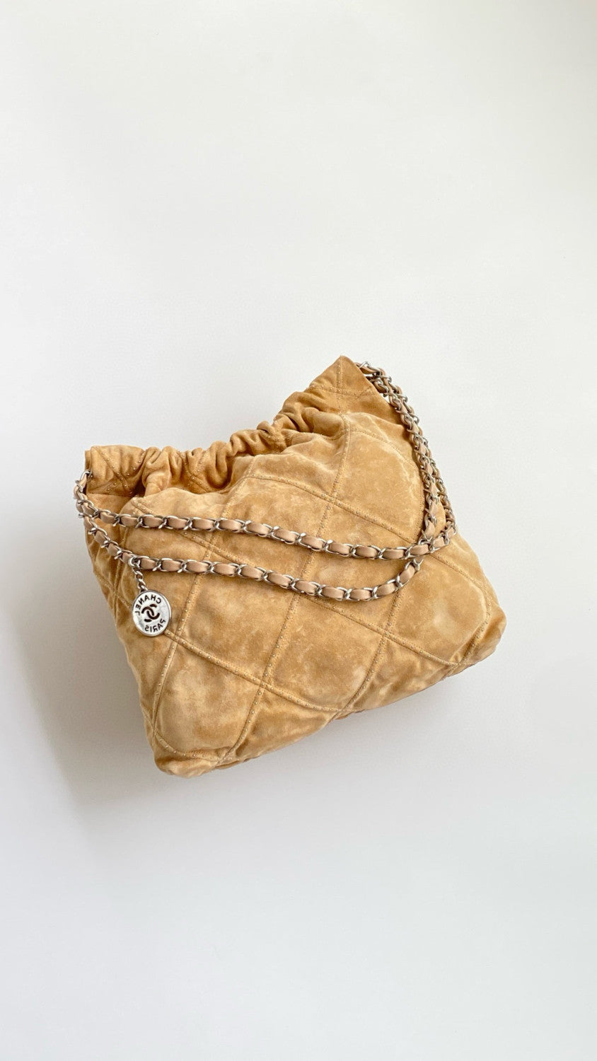 Chanel Women's Solid Colour Chain Shoulder Strap Suede Leather Studded Quilted Design Shoulder Tote Bag Bags #76948