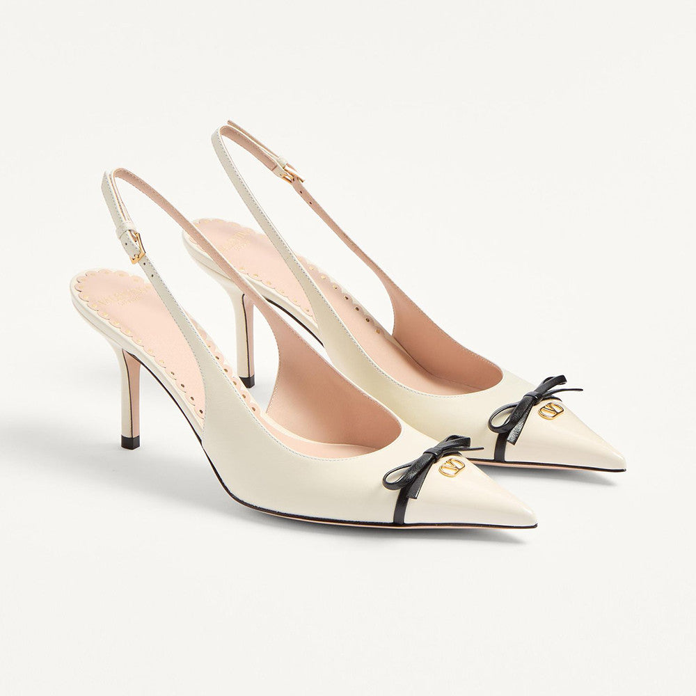 Valentino Bepointy Slingback Pump In Patent Leather And Kidskin 80MM #334525