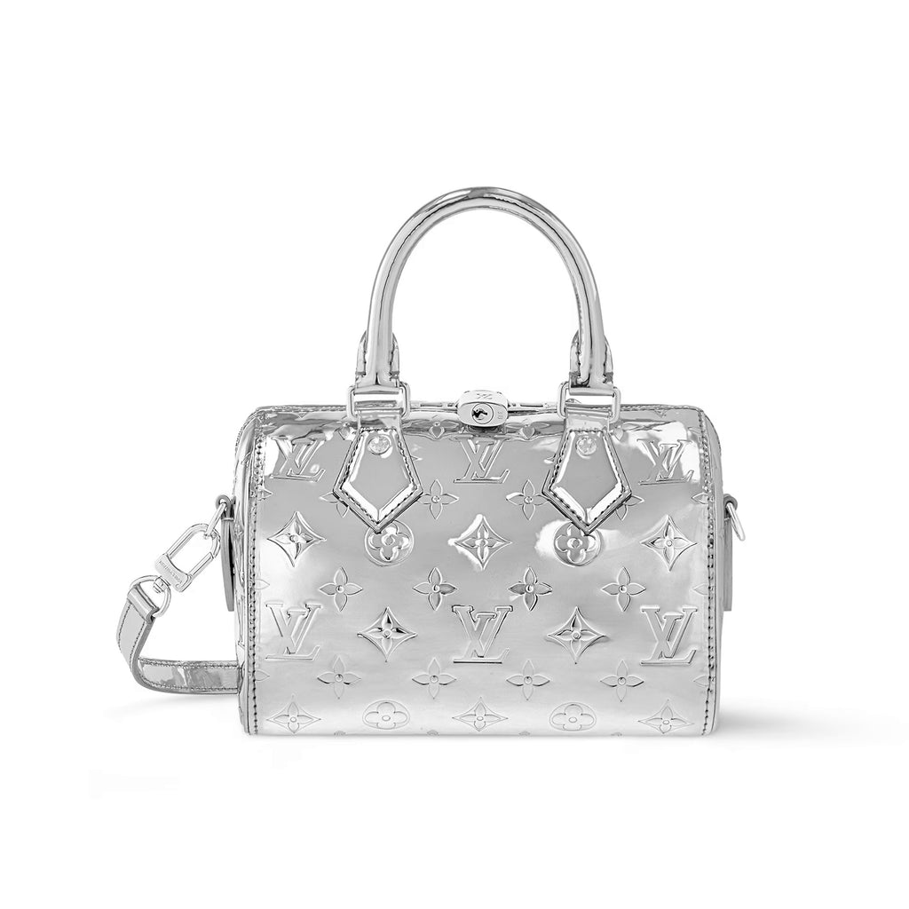 Louis Vuitton Speedy Bandoulière 20 Women's Silver Removable Adjustable Shoulder Strap Zipper Closure Letter Printed Coated Canvas Shoulder Slanting Handbag Bag Bags #75554