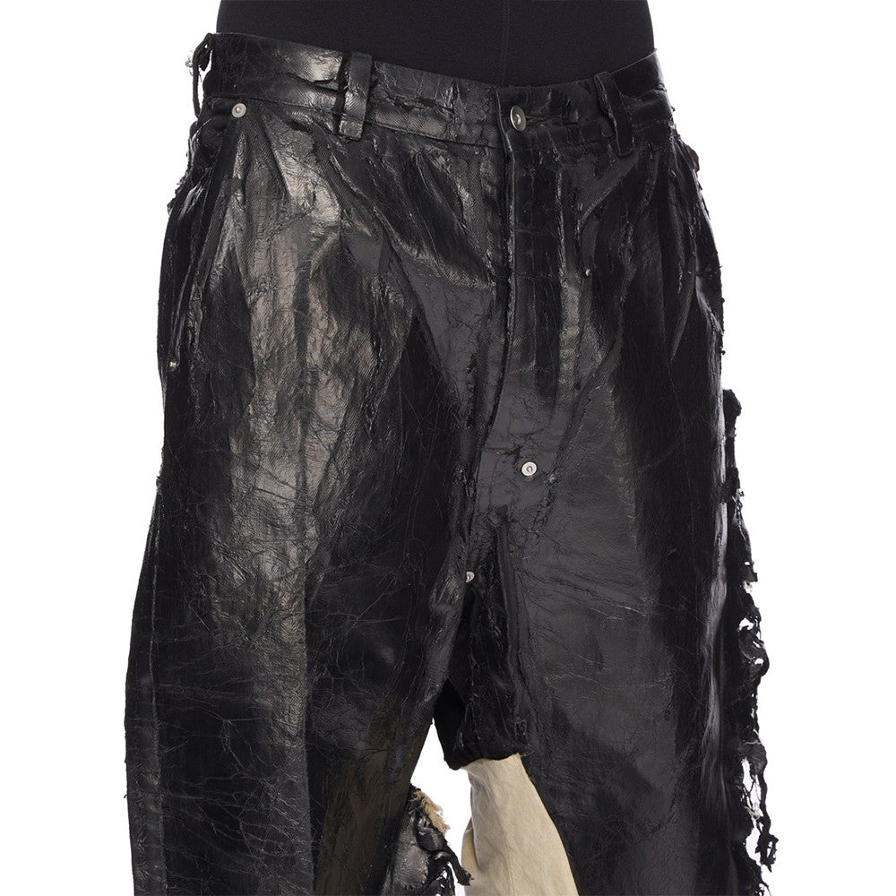 Rick Owens Waxed Colorblock Wide-leg Pants #334947