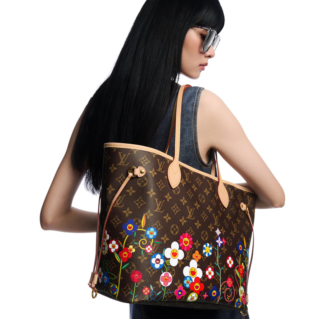 Louis Vuitton LV x TM Neverfull MM Women's Logo Printed Leather Tote Shopping Bag Shoulder Bags M13271 #76323