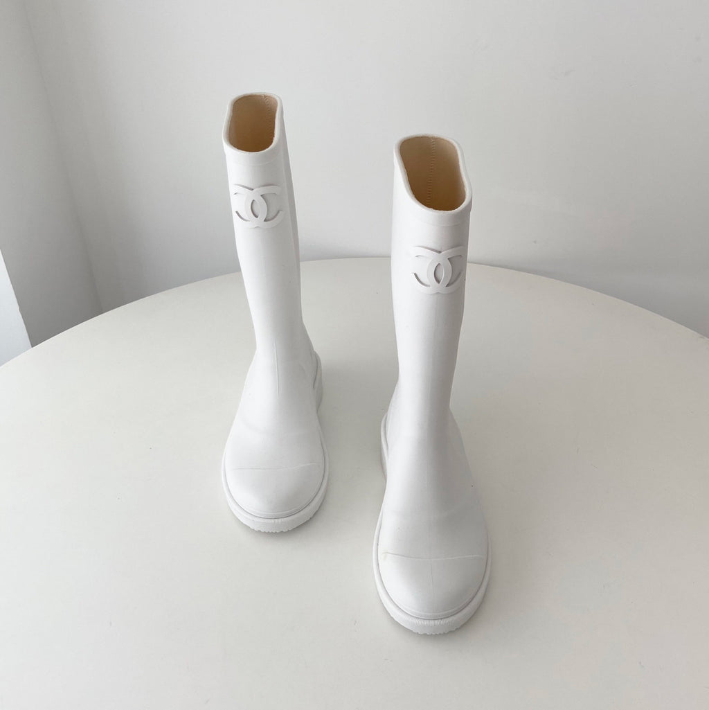 Chanel Women's And Men's Fashion Casual Solid Color Logo Round Toe Rain Boots Shoes #78513
