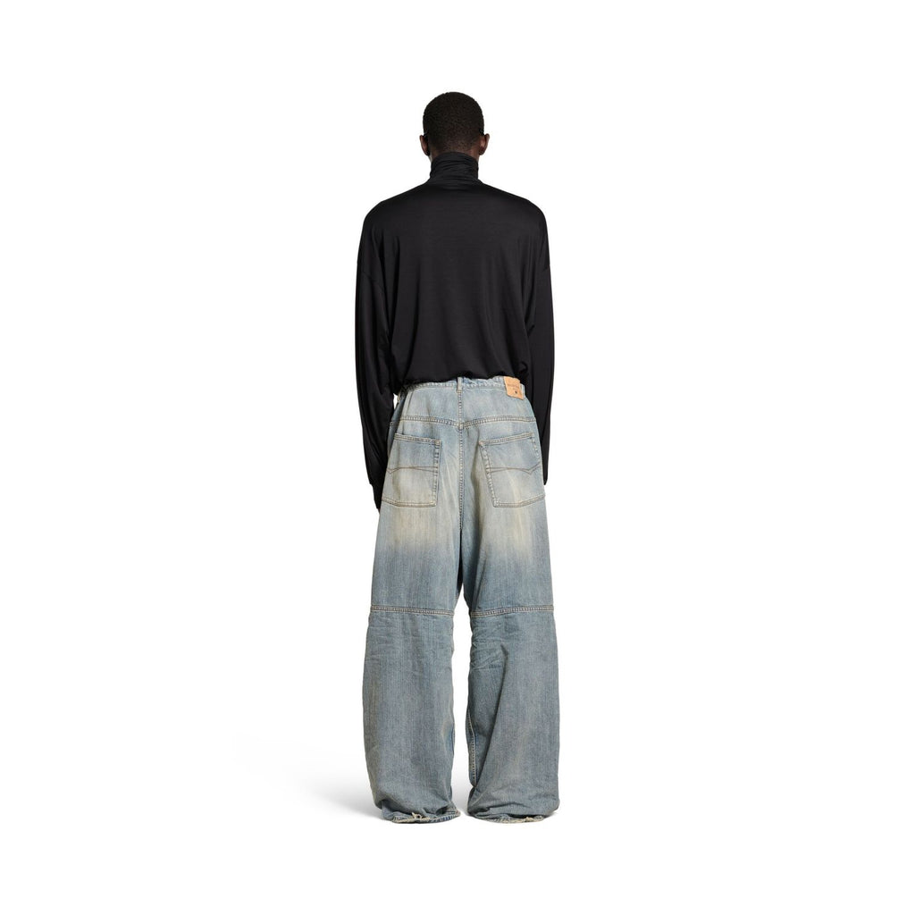 Balenciaga BAGGY Men's Spring/summer Scenic Webbing Contour Deconstructed Straight Leg Pants Denim Trend Old Wide Leg Pants Ngvp #9973