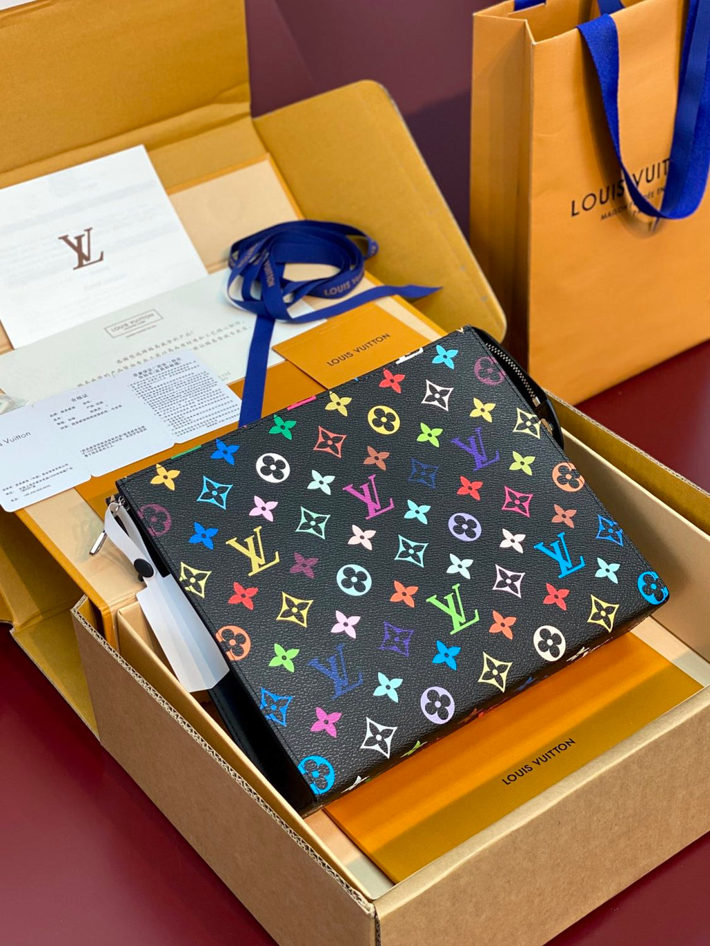 Louis Vuitton LV x TM Toiletry Pouch Men's and Women's Colorful Alphabet Print Zipper Leather Clutch Bag Toiletry Bags #77915