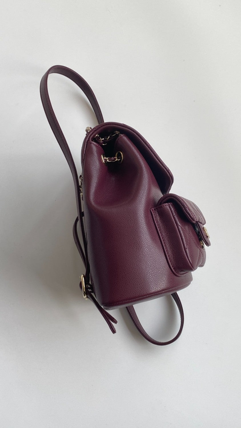 Chanel Women's Duma Bordeaux Red Leather Frog Large Backpack #332640