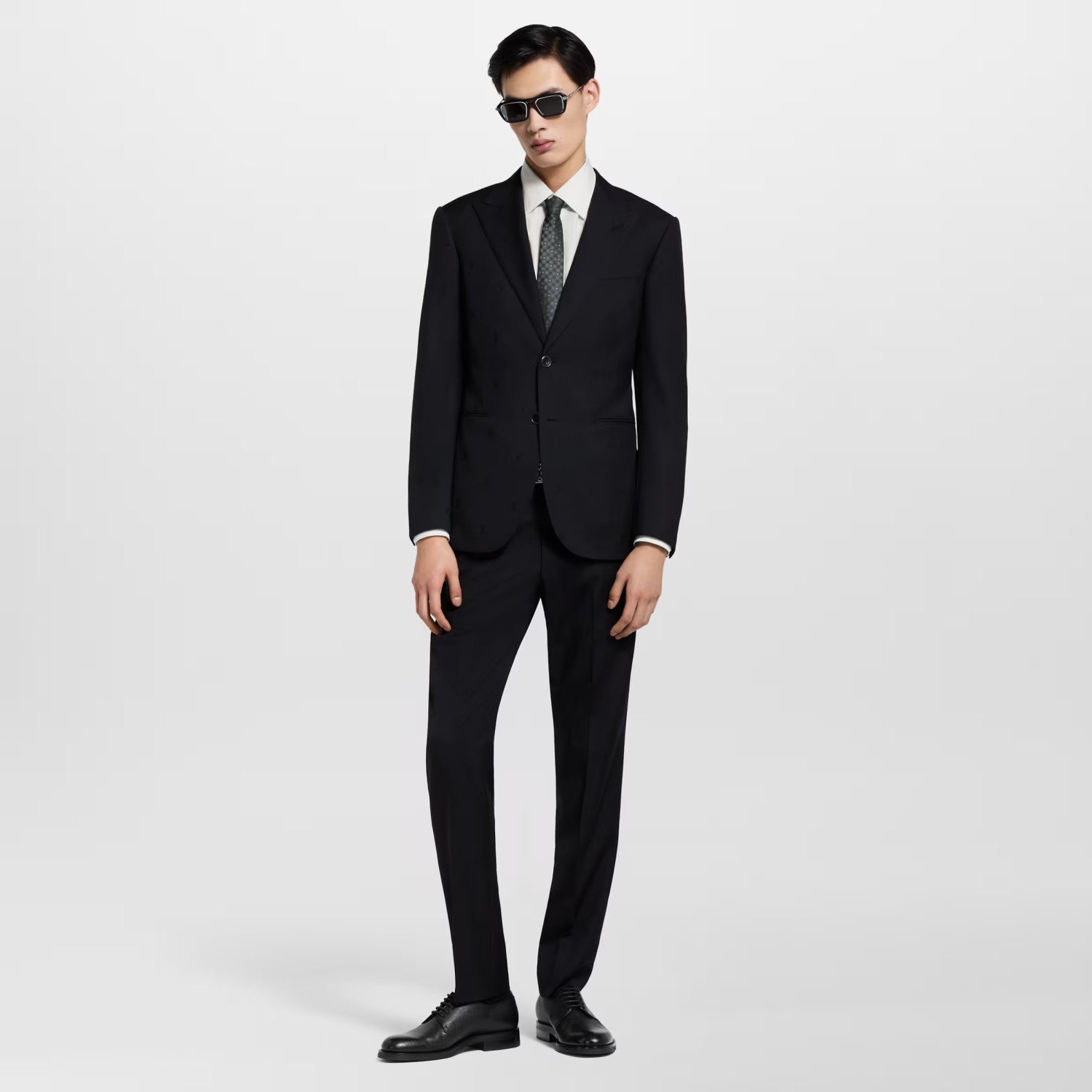 Louis Vuitton Men's Spring/Autumn Solid Colour Embroidered Hidden Pattern Printed V-Neck Single-Breasted Long-Sleeved Suit Jacket and Trousers Set Suit #77442