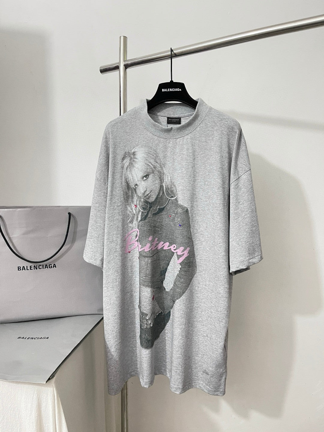 Balenciaga Music  Britney Spears Series Men's and Women's Summer Character Print Round Neck Cotton Short Sleeve T-Shirt #77896