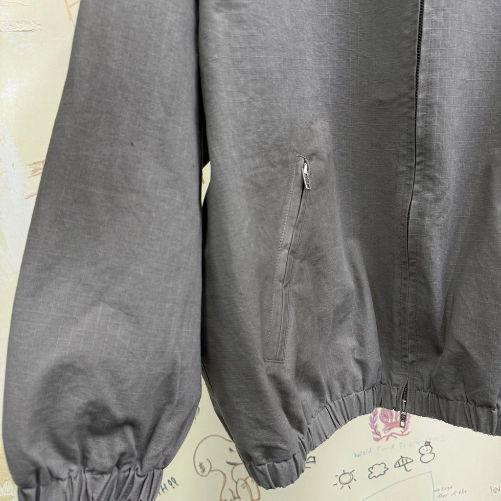 Balenciaga Solid Color Cotton Ripstop Zippered Hooded Long Sleeved Jacket Loose Fit #333080