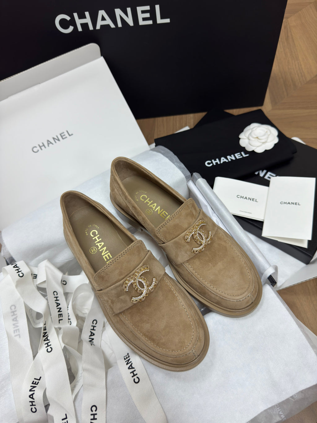 Chanel Women's Fall/Winter Fashion Casual Round Toe Slip On Flat Low Top Retro Stud Buckle Suede Loafers Shoes #78865