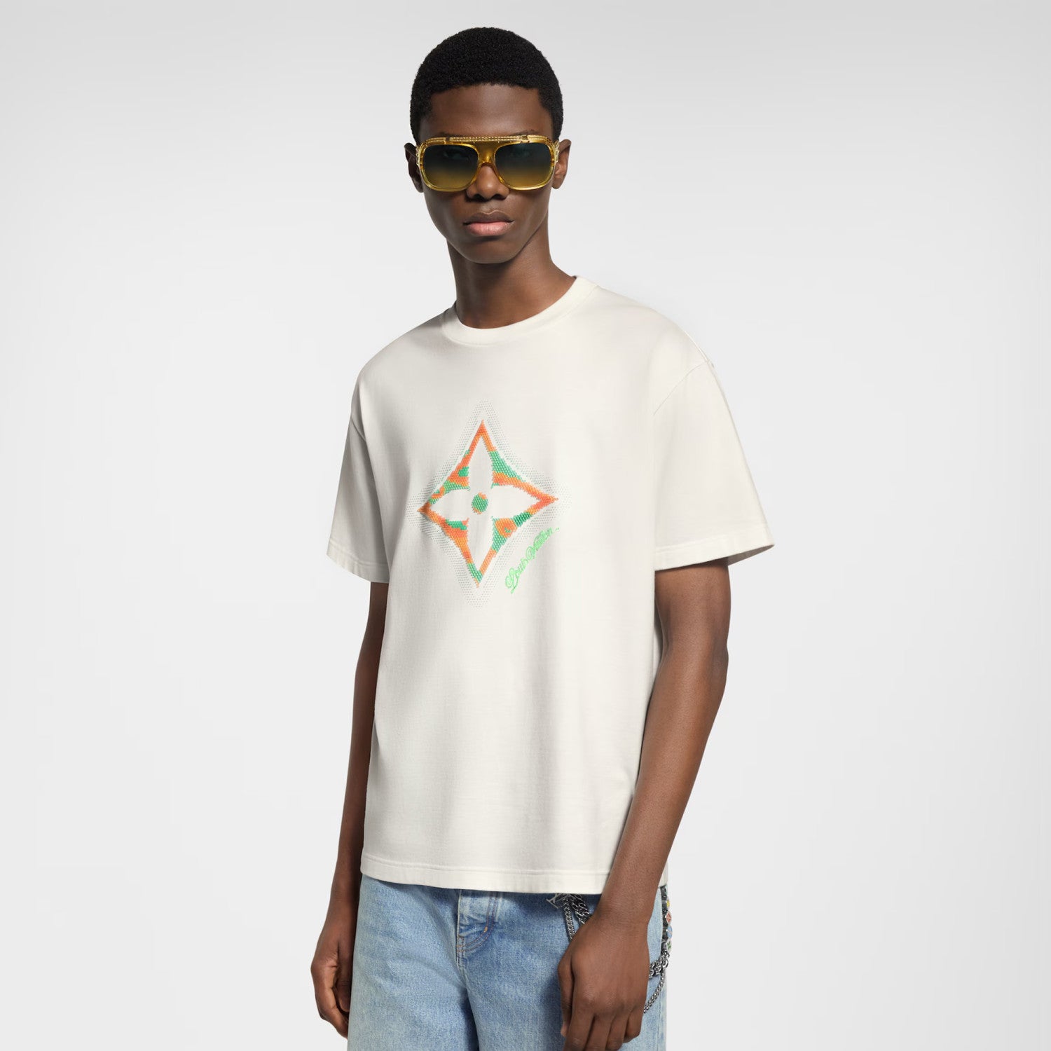 Louis Vuitton Men's Summer 3D Floral Print Round Neck Cotton Short Sleeve T-Shirt #77564