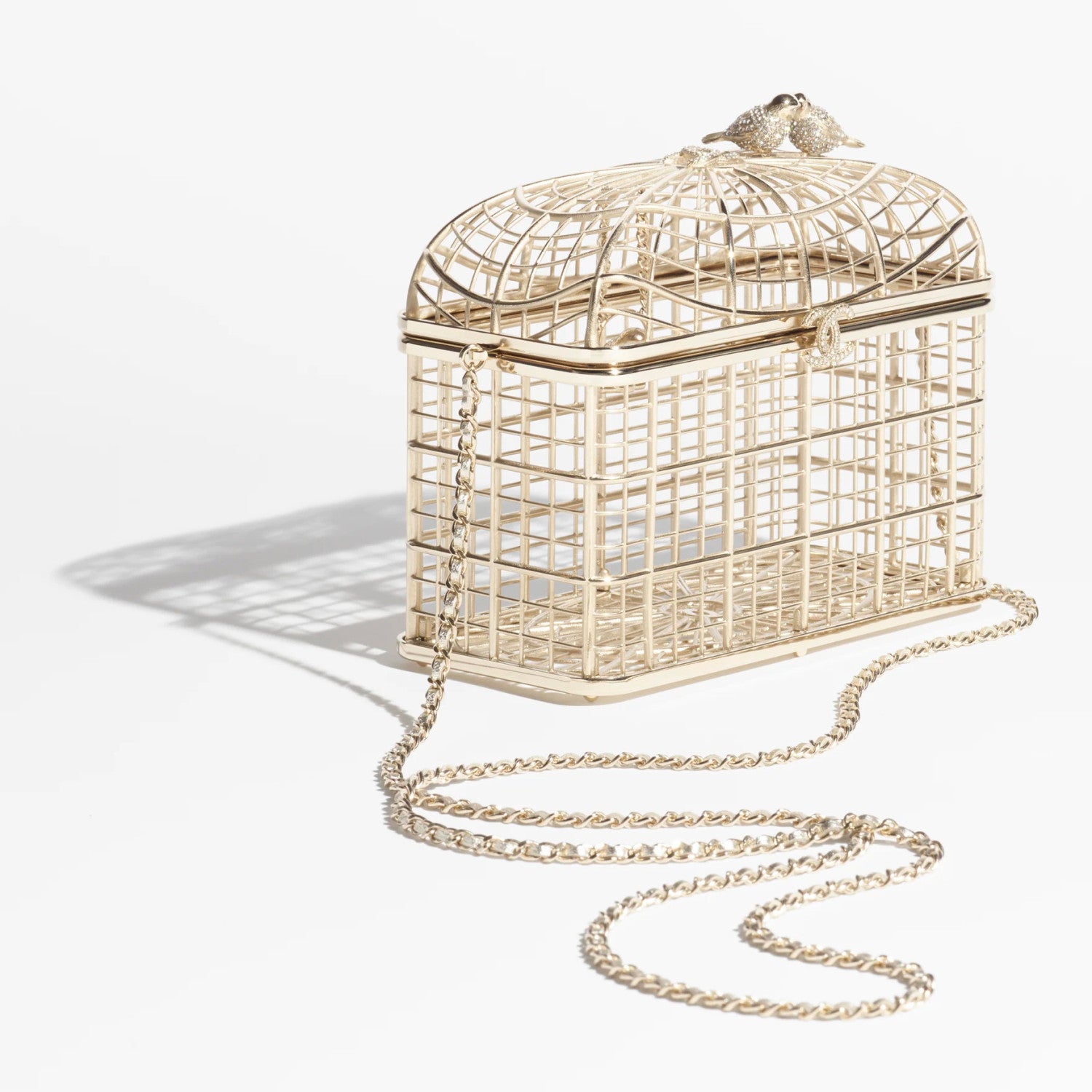 Chanel Women's Fashion Classic Metal and Rhinestone Birdcage-Shaped Rigid Evening Clutch Bag Bags #78572