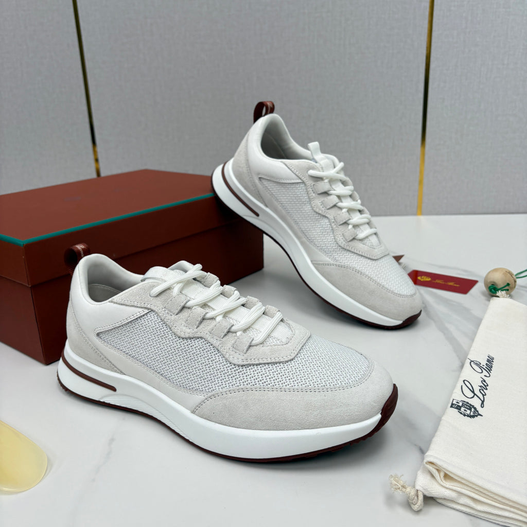 Loro Piana Week End Walk Mesh Cowhide Suede Casual Sneakers #381648