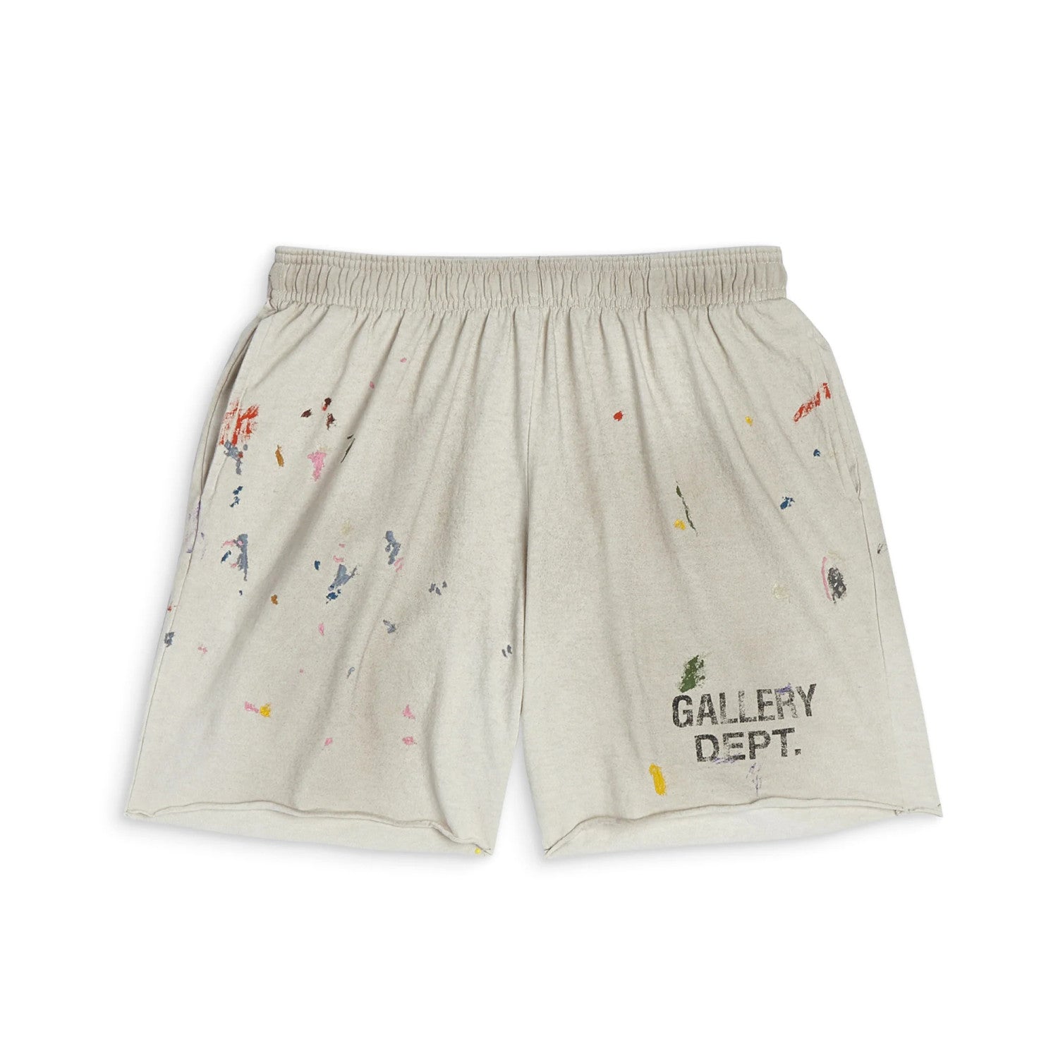 Gallery Dept Men's Summer Splash Pattern Letter Print Cotton Stretch Waist Tie Casual Shorts #77189