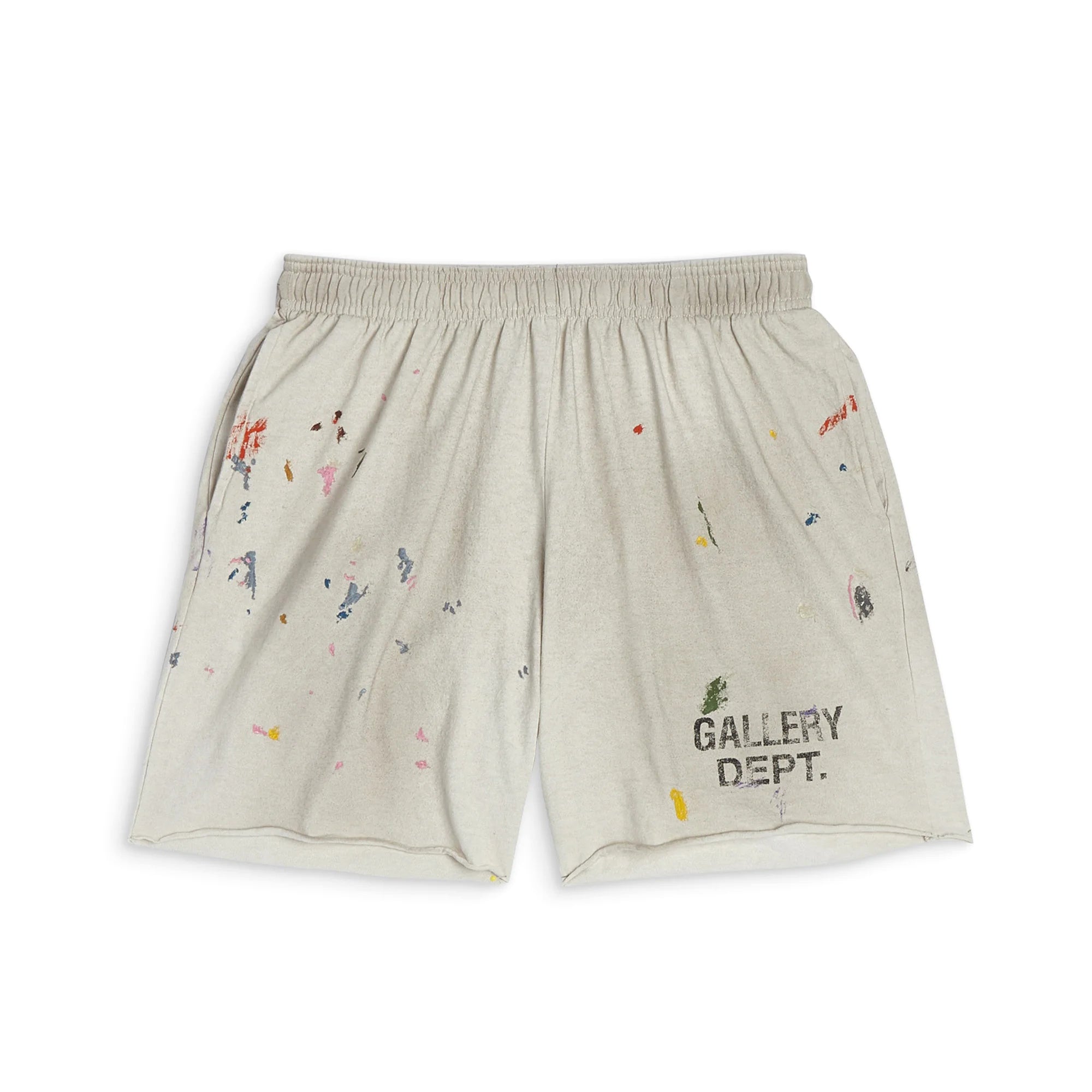 Gallery Dept Men's Summer Splash Pattern Letter Print Cotton Stretch Waist Tie Casual Shorts #77189