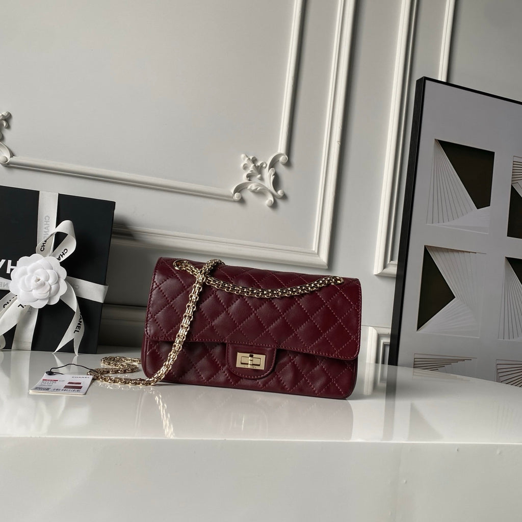 Chanel 26s Crushed Leather Traditional Classic 2.55 Vintage Calfskin Flap Bag With Black And Gold Chain Crossbody Bag Lady Bags A37586 #197121