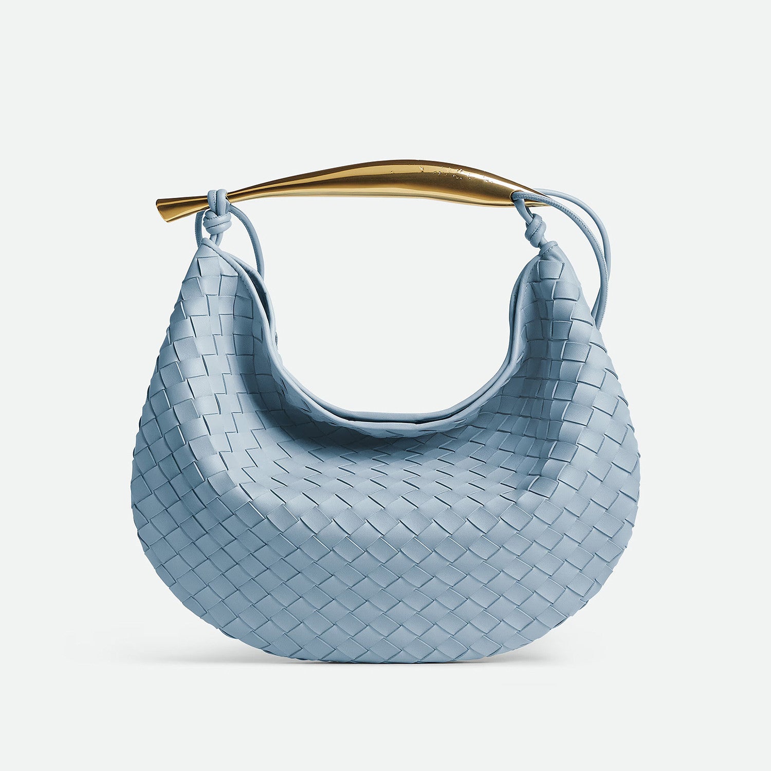 Bottega Veneta Women's Solid Color Woven Magnetic Clasp Closure Sheepskin Half Moon Bag Casual Sardine Tote Bags #75432