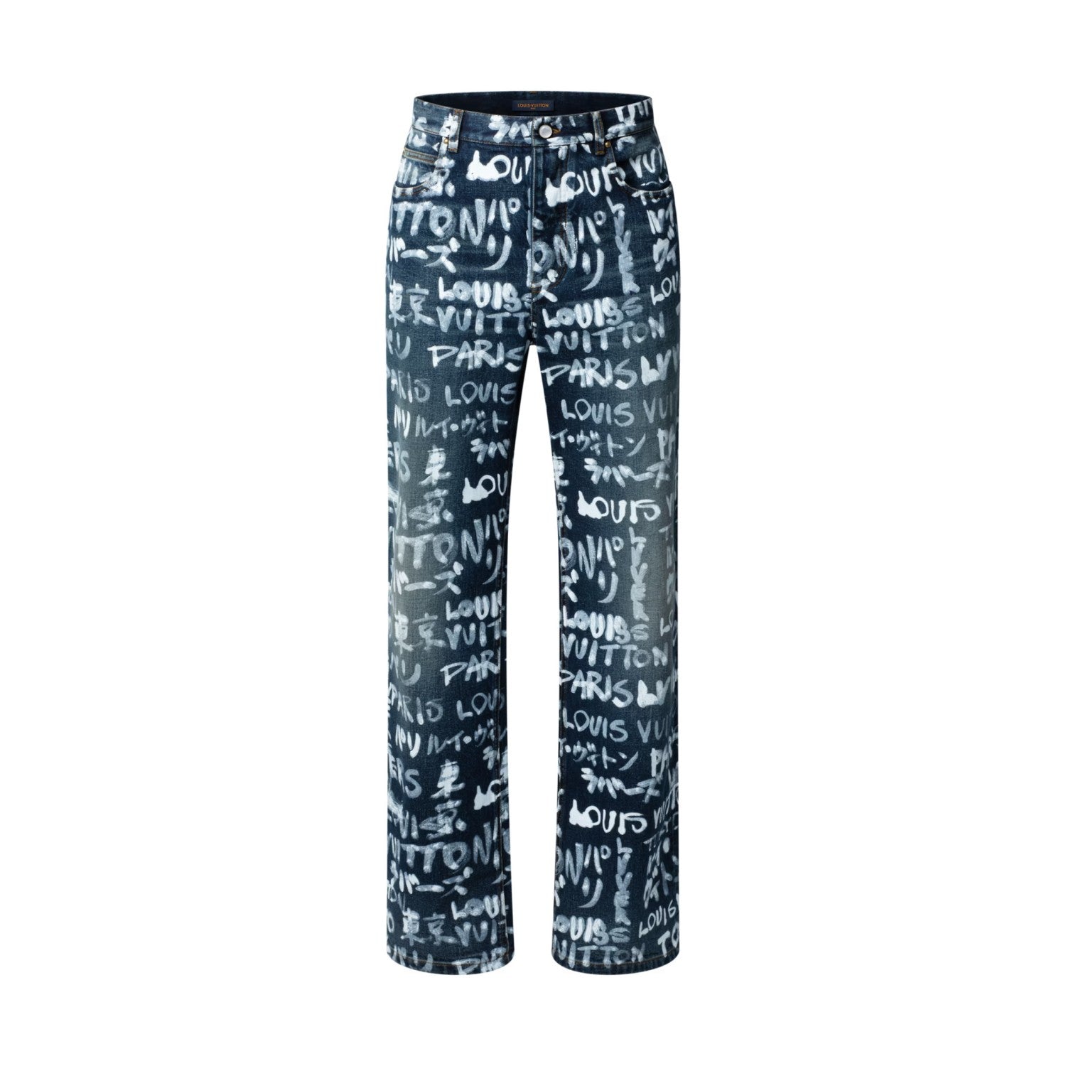 Louis Vuitton Men's Spring/Fall Fashion Casual Full Letter Graffiti Jeans Pants #79433