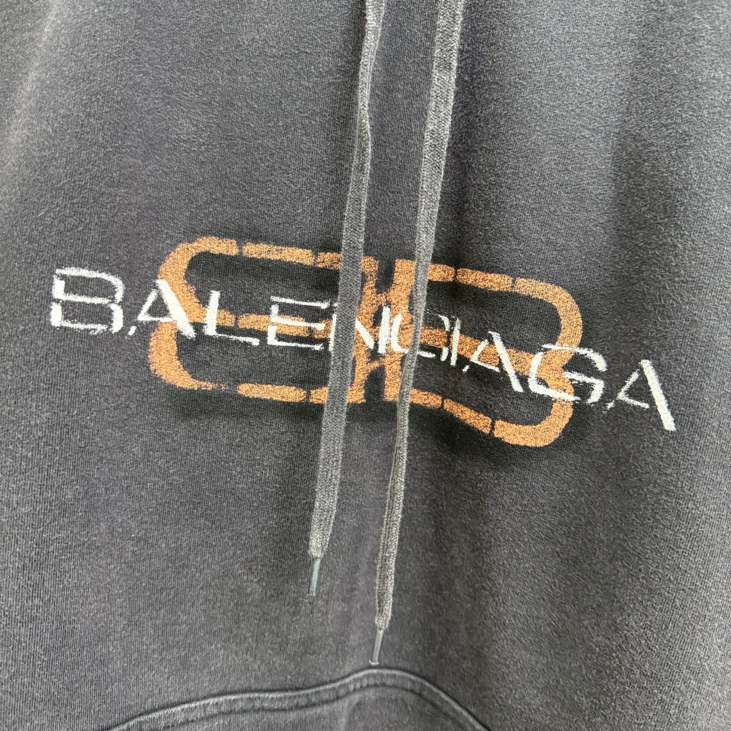 Balenciaga Men's BB Icon Stencil Hoodie Large Fit in Faded Black #333576