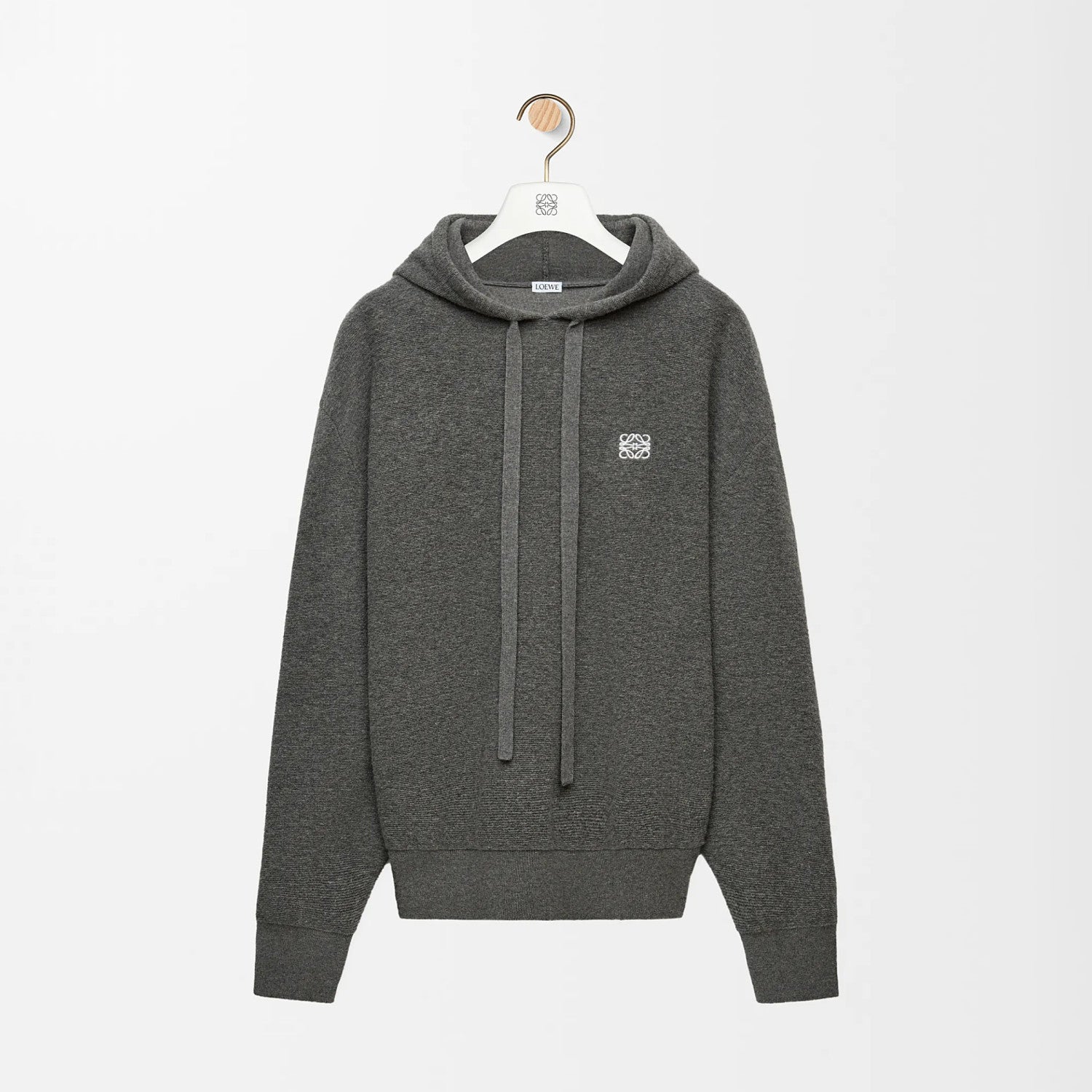 Loewe Men's Spring/Autumn Solid Color Embroidered Logo Print Wool Hooded Drawstring Long Sleeve Sweatshirt #77976