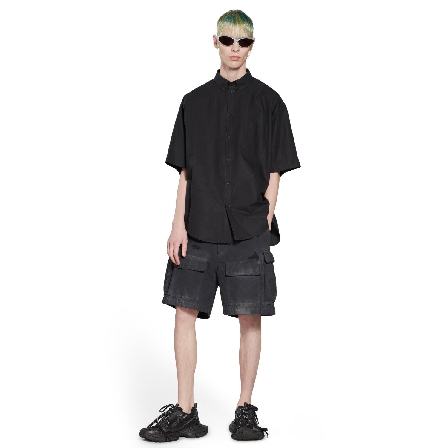 Balenciaga Summer Black Short Sleeve Letter Shirt #94145