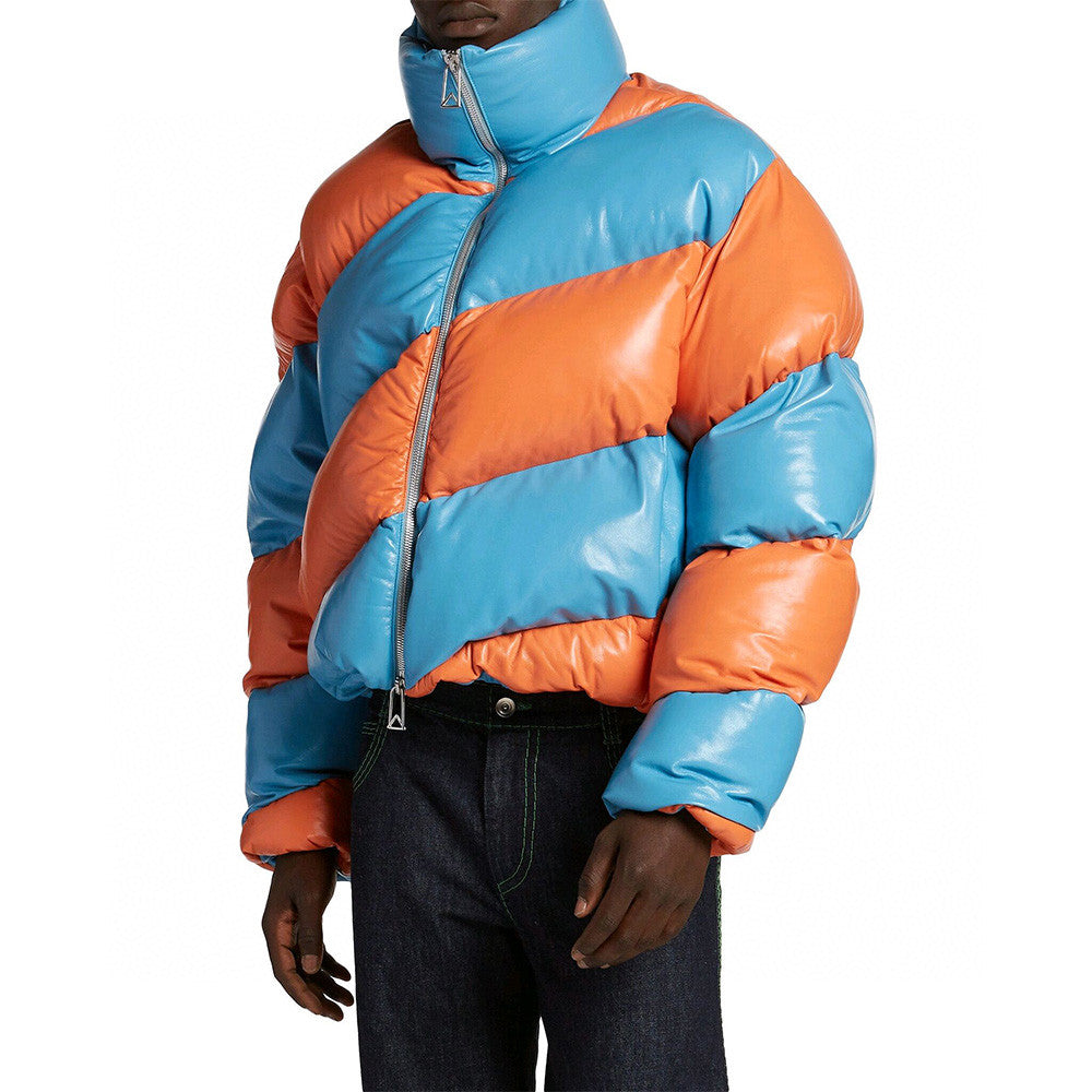 Bottega Veneta Colorblocked Leather Puffer Down Jacket Ngvp #6826