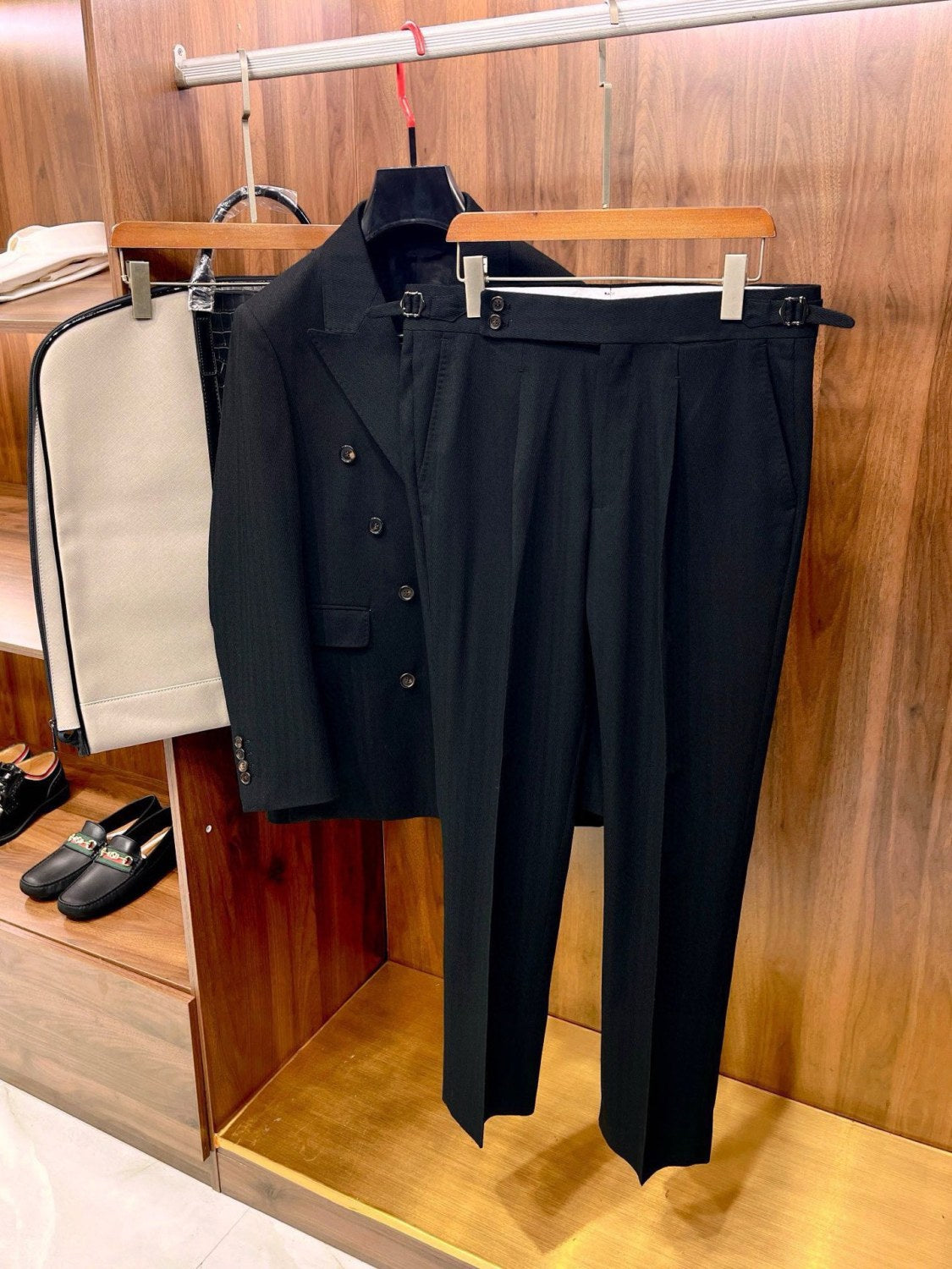 Louis Vuitton Men's Fall And Winter Business High-end Tide Wool Double-breasted Blazer Top Wedding Suit Casual Pants Black Suit Set Ngvp #2443