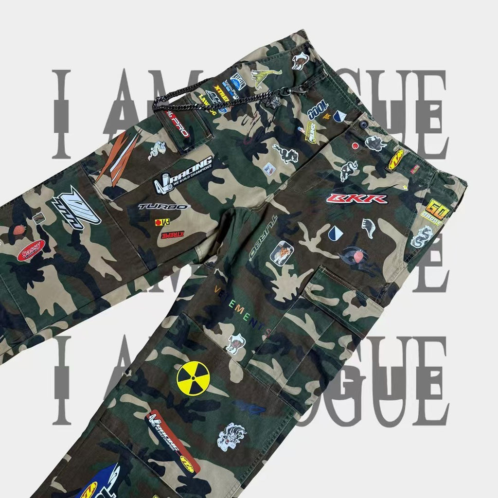 VETEMENTS Opium YVL Style Camouflage Sticker Printed Straight Overalls Playboicarti Same Style #332197