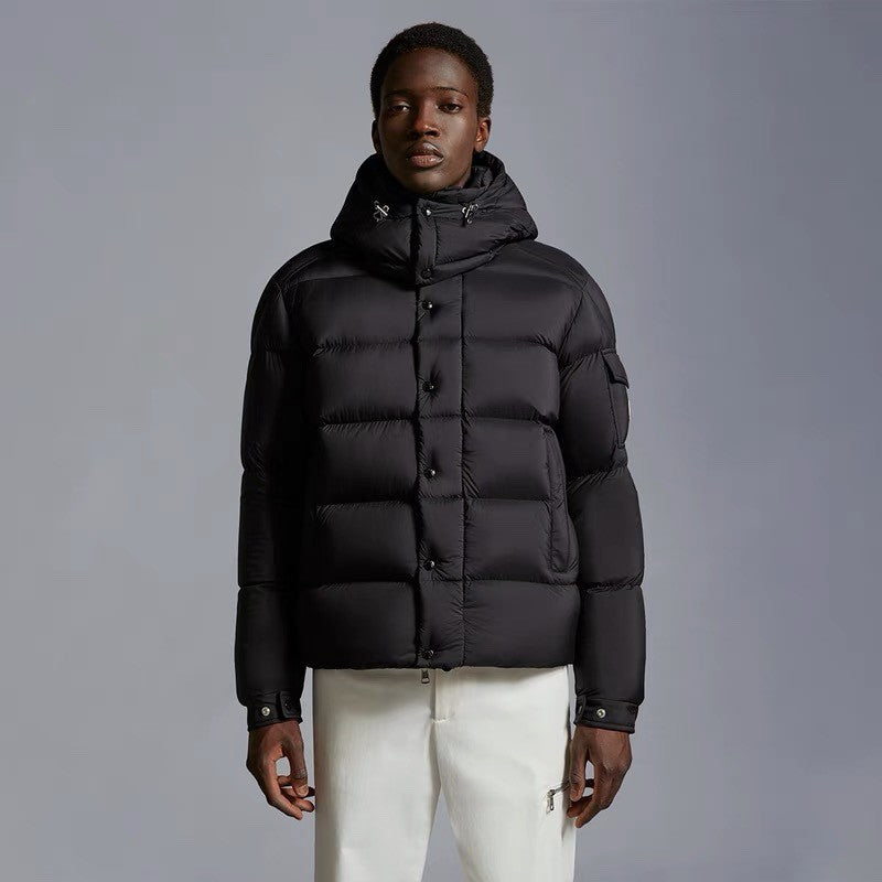 Moncler Men's Winter Solid Color Hooded Zipper Long Sleeve Puffer Down Jacket #74216