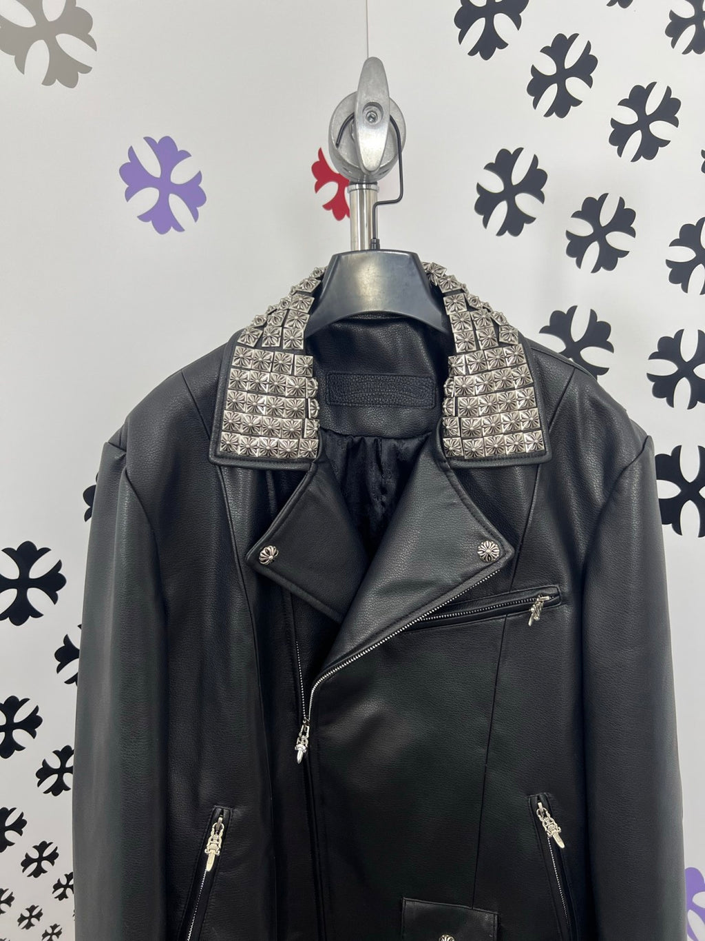 Chrome Hearts Men's Solid Color Autumn/Winter Classic Fashion Collar Zipper Multi Pocket Long Sleeve Leather Jacket #78223