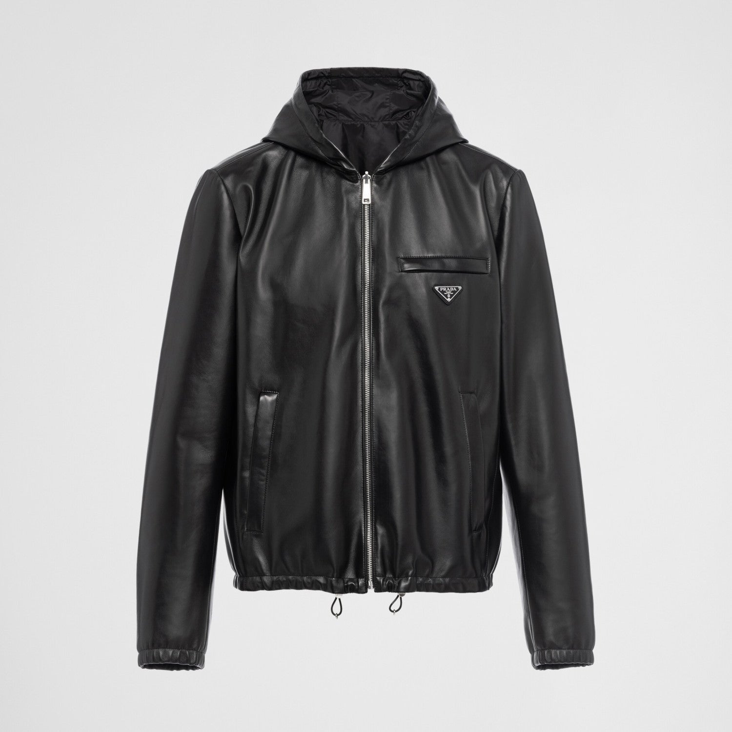 Prada Men's Autumn/Winter Solid Color Reversible Nappa Leather and Re-Nylon Waistcoat Jacket #77778
