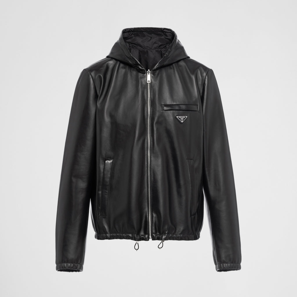 Prada Men's Autumn/Winter Solid Color Reversible Nappa Leather and Re-Nylon Waistcoat Jacket #77778