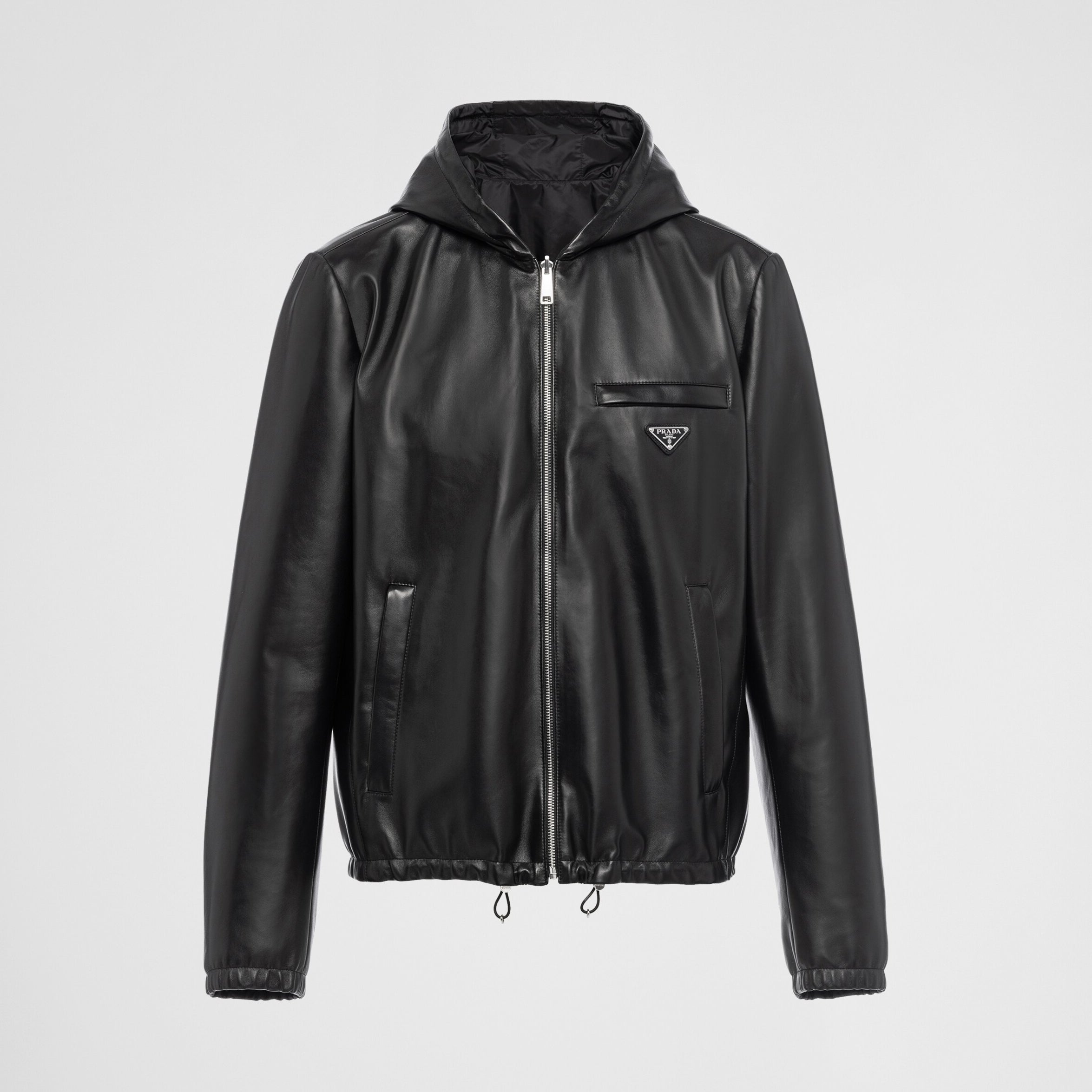 Prada Men's Autumn/Winter Solid Color Reversible Nappa Leather and Re-Nylon Waistcoat Jacket #77778