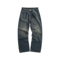 Balenciaga Men's Spring And Summer Blue Cotton Fitted Low Waist Denim Pants Fashion High Street Trend Straight Wide Leg Casual Trousers Ngvp #1719