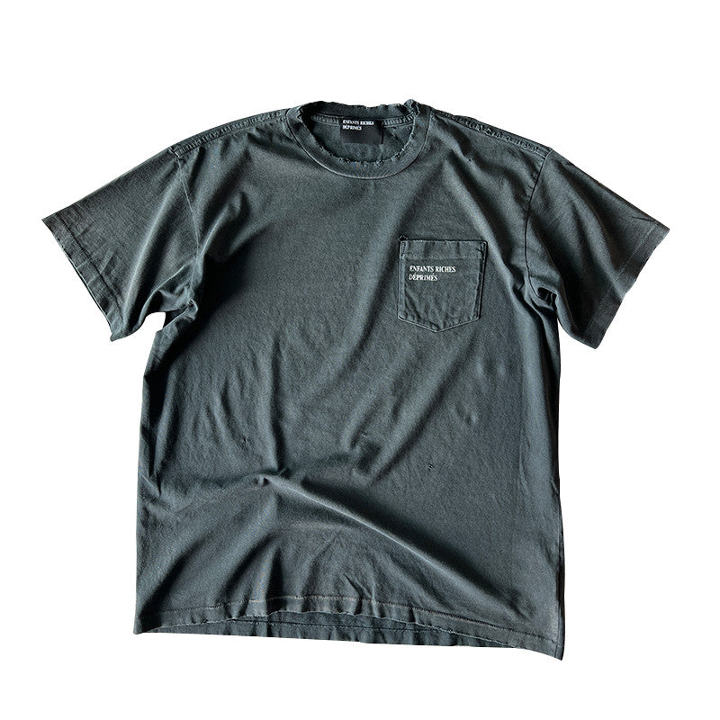 Enfants Riches Deprimes Men's Summer Letter Pattern Print Retro Casual Loose Straight Solid Color Cotton Short Sleeve T-Shirt #99365