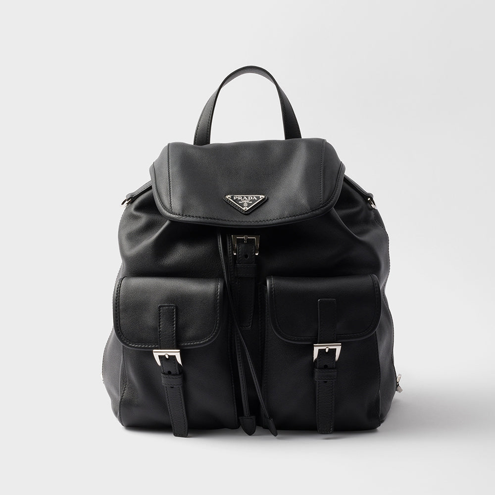 PRADA Black Medium Leather Backpack #383384