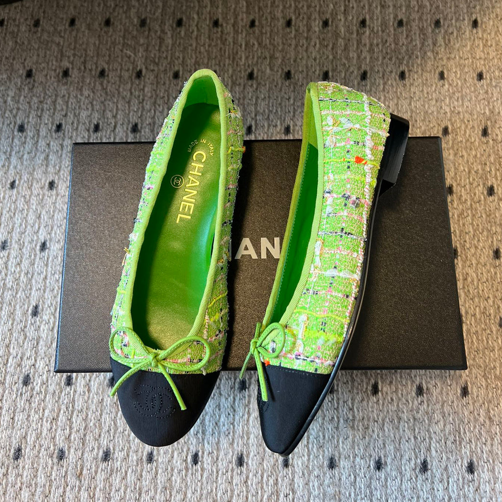 Chanel Women's Spring Summer Solid Colour Tweed Round Toe Ballet Sandal Shoes #76699