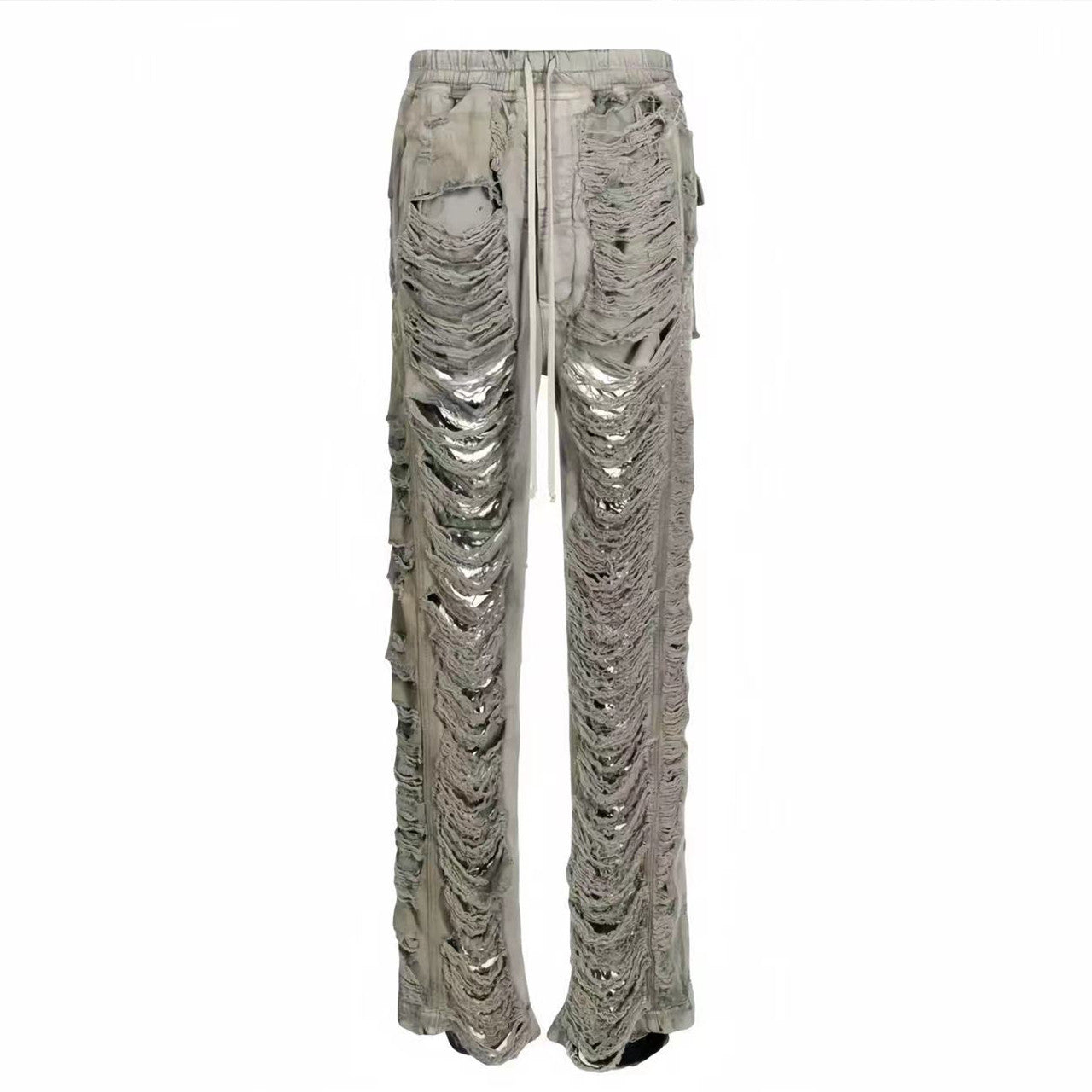 Rick Owens DRKSHDW Men's And Women's Fall And Winter Fashion High Street Broken Hole Jeans Trend Do Old Wide-leg Pants Ngvp #7657