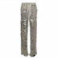 Rick Owens DRKSHDW Men's And Women's Fall And Winter Fashion High Street Broken Hole Jeans Trend Do Old Wide-leg Pants Ngvp #7657