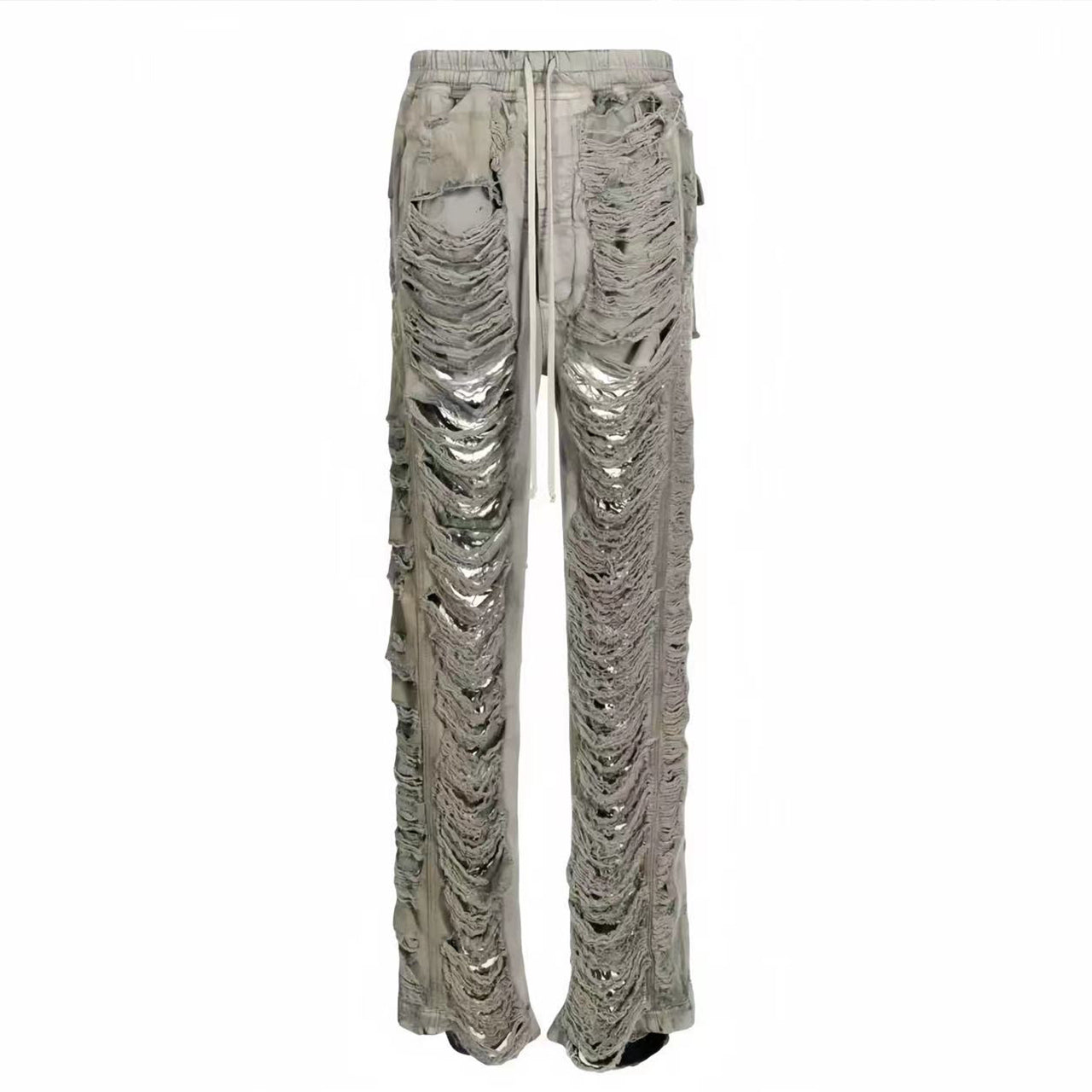 Rick Owens DRKSHDW Men's And Women's Fall And Winter Fashion High Street Broken Hole Jeans Trend Do Old Wide-leg Pants Ngvp #7657