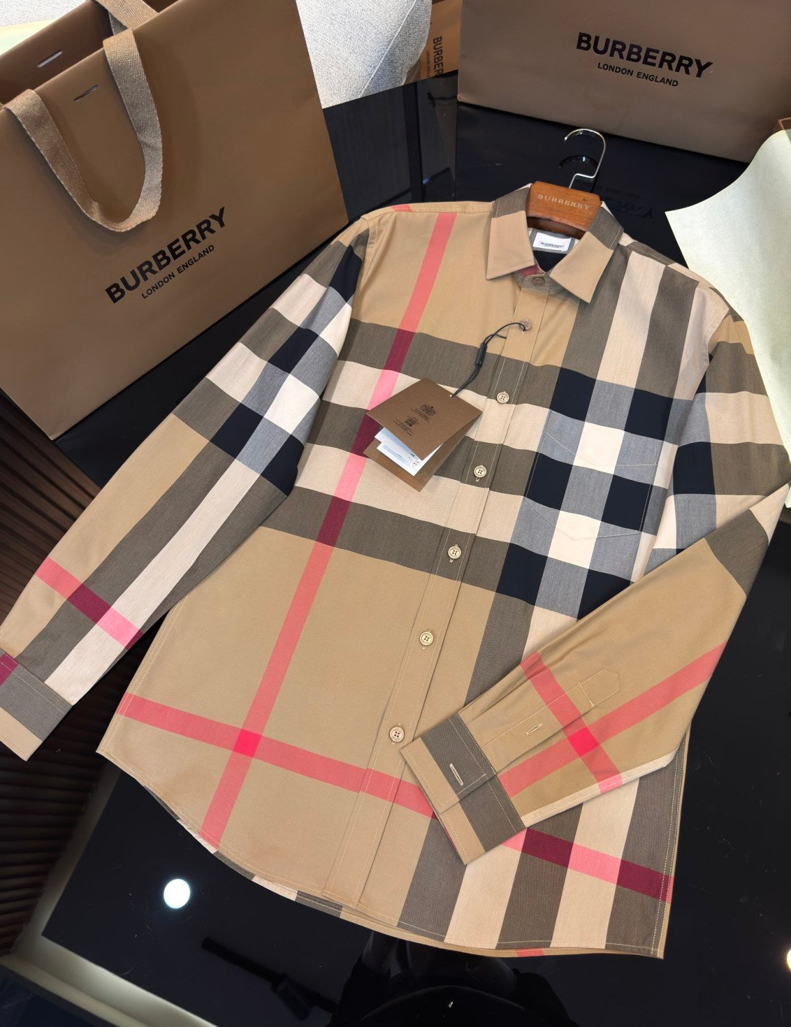 Burberry Men's Spring/Summer Checkered Print Single-Breasted Long-Sleeved Shirt #77498