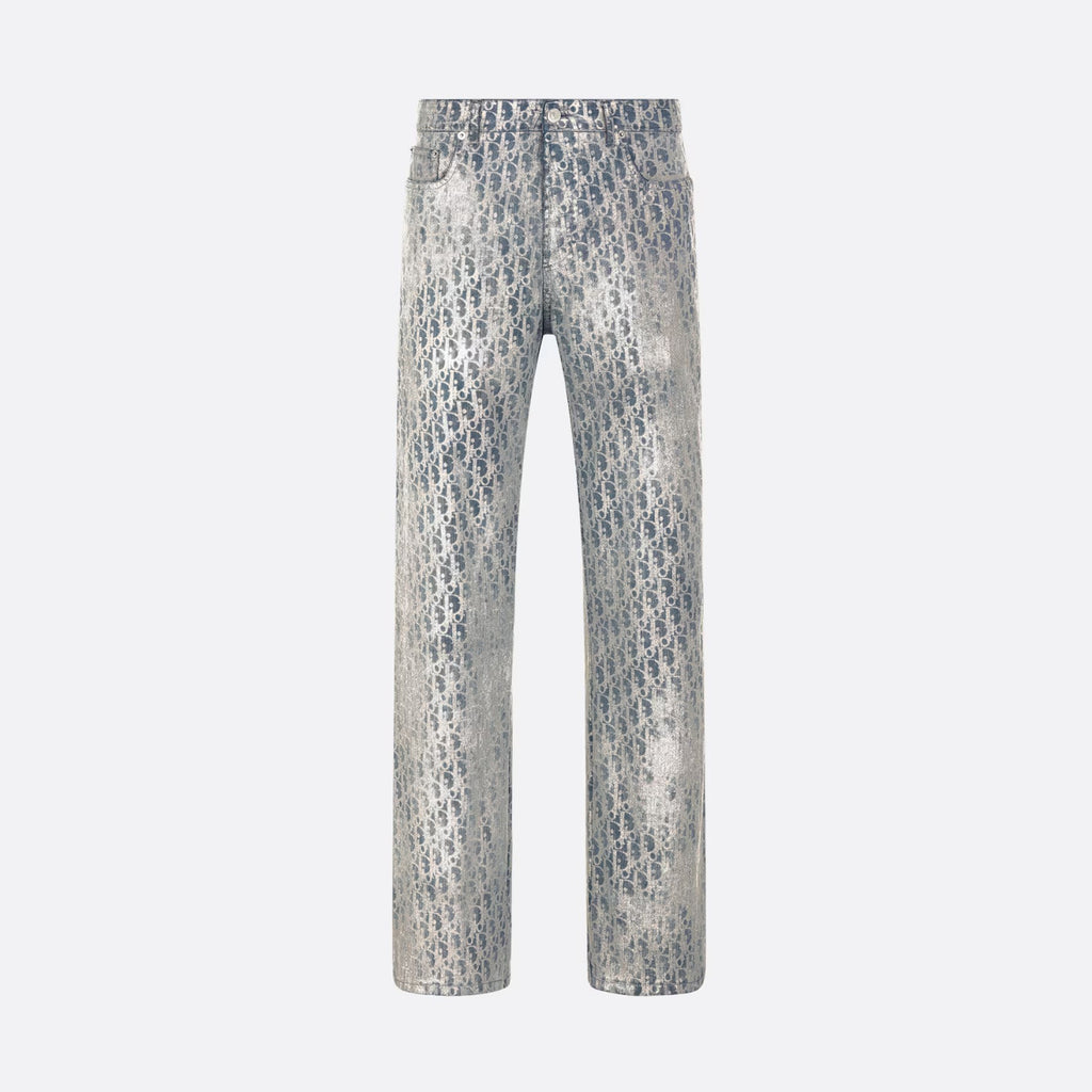 Dior Men's Autumn And Winter Grey Logo Full Print Old Single-Breasted Long-Sleeved Shirt Pants Suit Set #97715