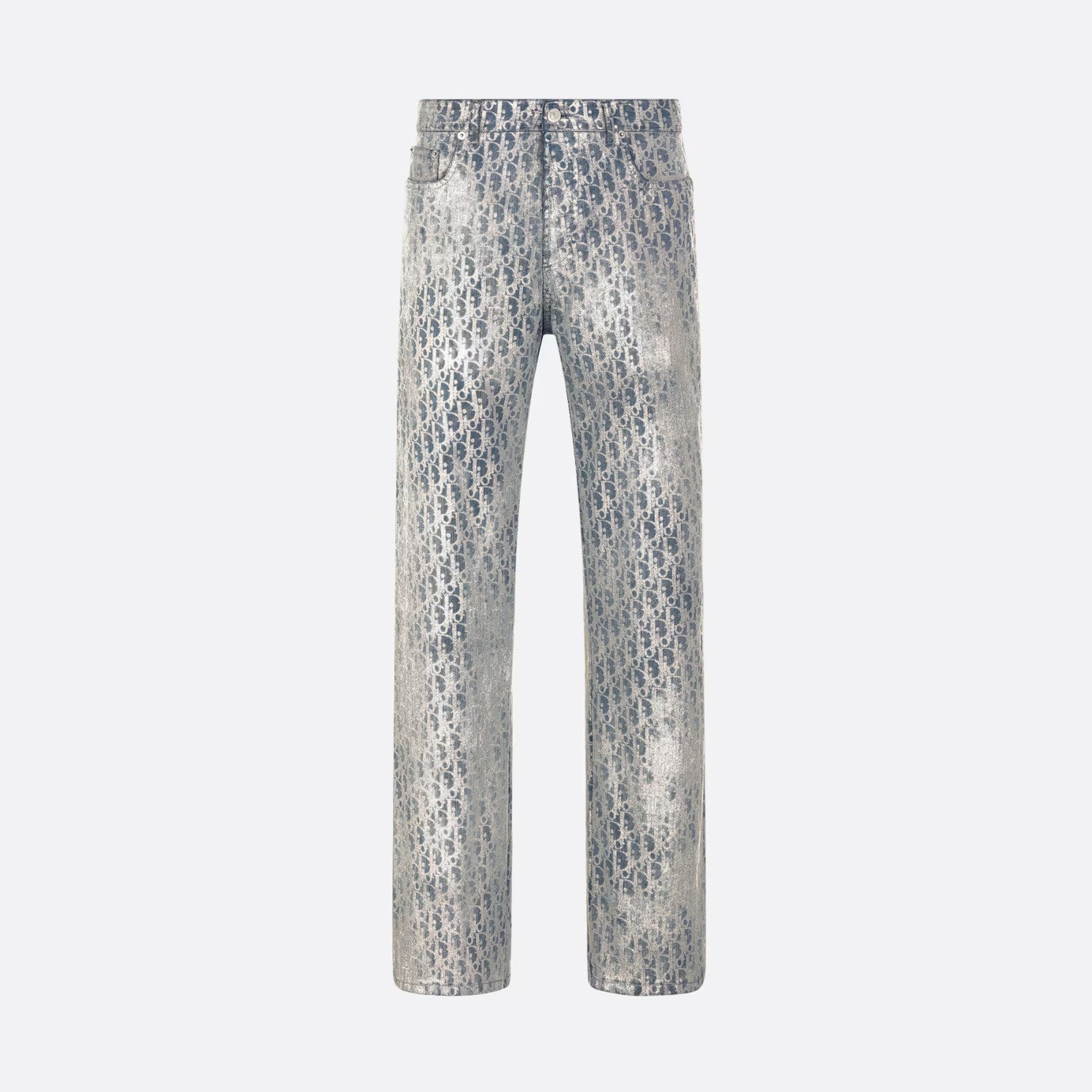 Dior Men's Autumn And Winter Grey Logo Full Print Old Single-Breasted Long-Sleeved Shirt Pants Suit Set #97715