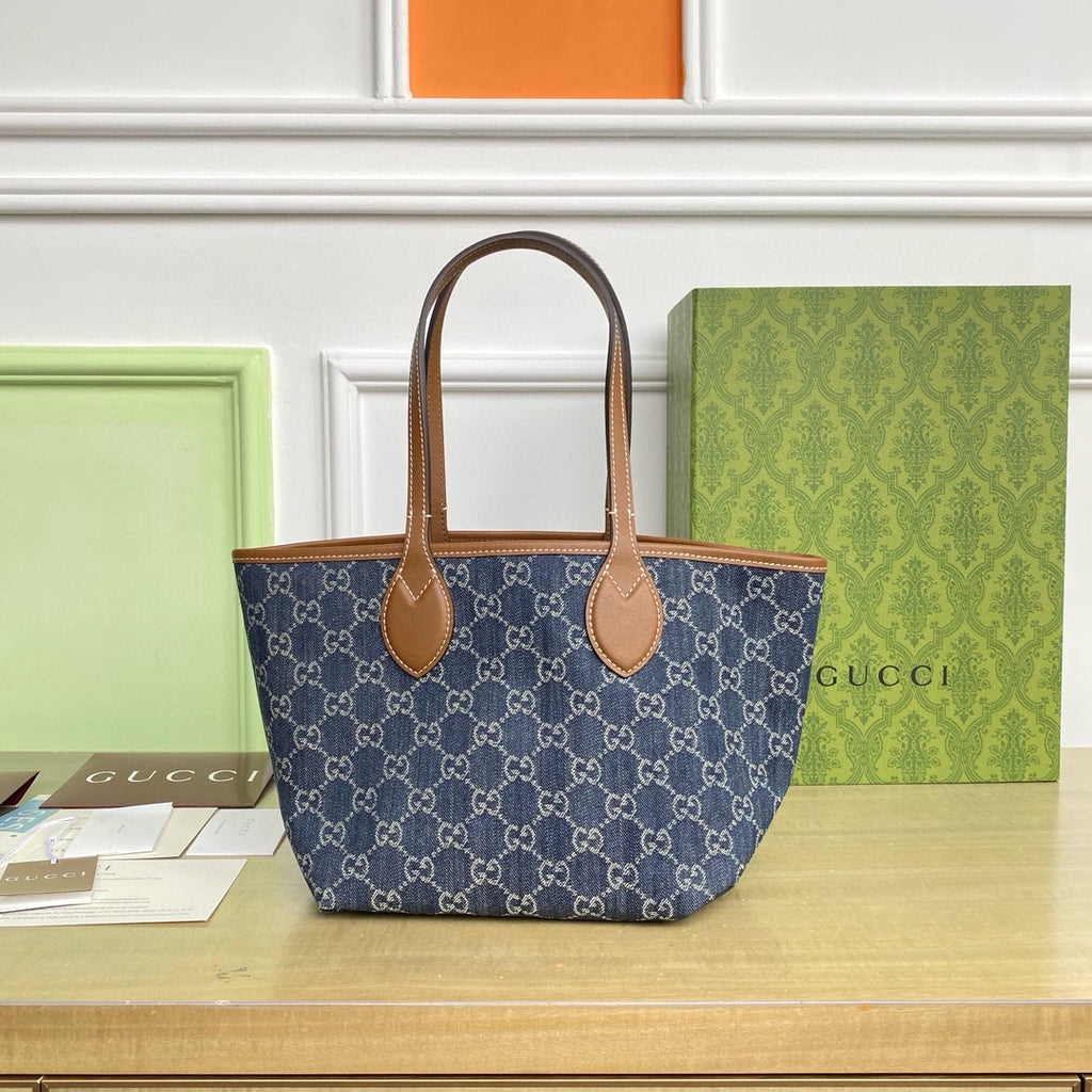 Gucci Totissima Women's Branded Classic Printed Denim Tote Bag Tote Shoulder Bags #76511