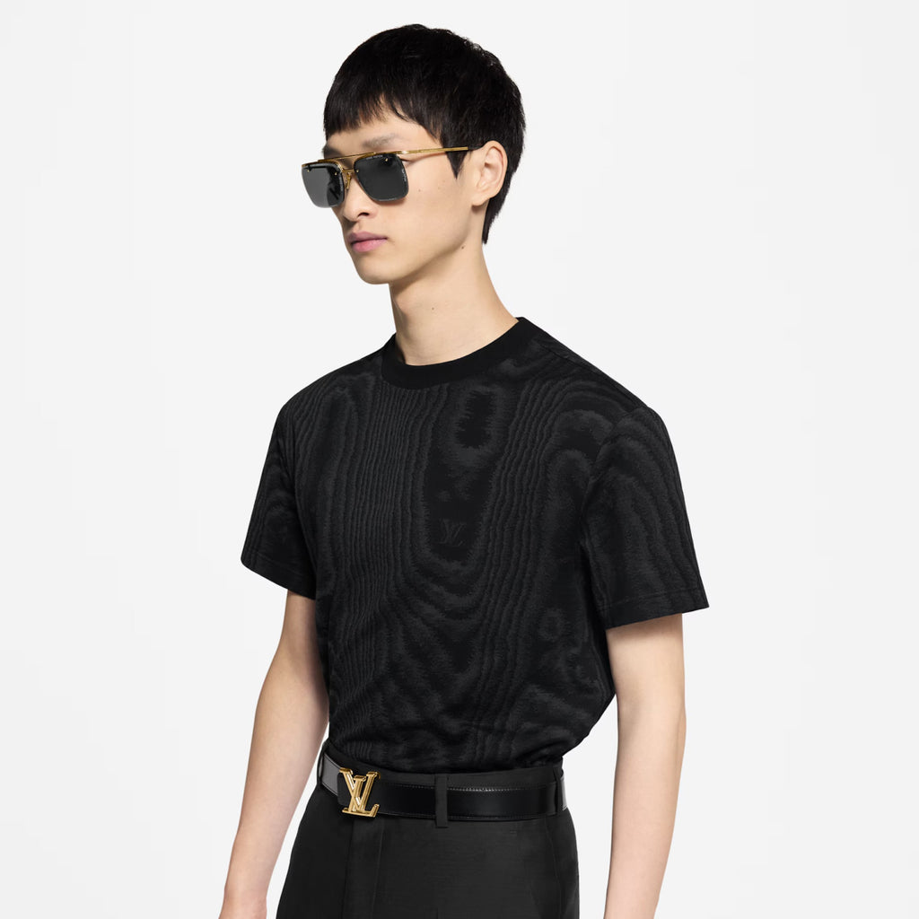 Louis Vuitton Men's Summer Solid Color Wood Grain Print Round Neck Cotton Short Sleeve T-Shirt #77366